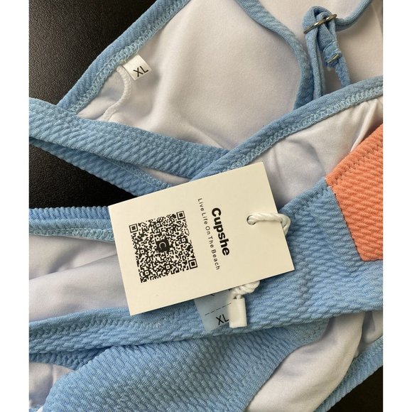 NWT Cupshe Light blue and Pink Two Piece Bikini Size XL - Picture 7 of 7